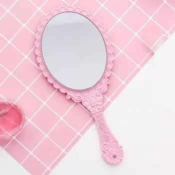 

Creative Vintage Pattern Handle Women Girl Makeup Mirror Oval Round Cosmetic Mirrors Beauty Women Girls Make Up Mirror Tool