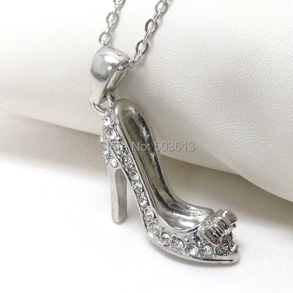 

one piece Costume Jewelry Crystal Rhinestone High Heeled Shoes Charm Necklace xy033