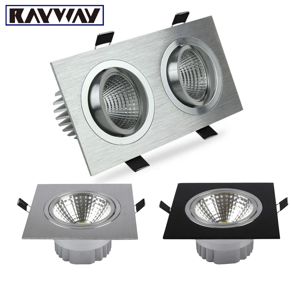 

RAYWAY Single/Dual COB Light Source Embedded Square LED Ceiling Down light Recessed 5-30W Dimmable LED Ceiling Downlights Lamp