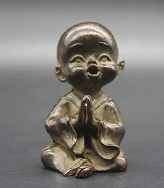 

Antique QingDynasty copper statue,Little monk ornaments sculpture,hand-carving crafts,Home Decoration,handmade crafts/Collection