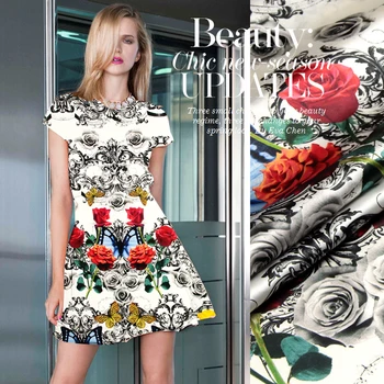 

jenny digital inkjet printing of silk cloth fabric elastic silk satin clothing material Baroque rose