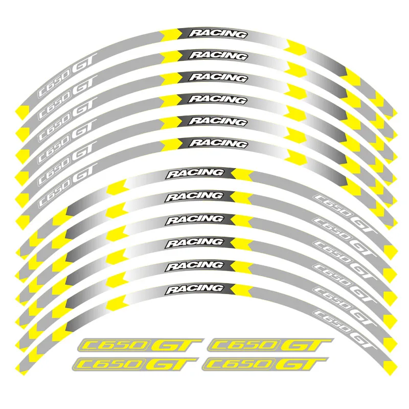 Новая высококачественная 12 шт. подходит мотоциклетная наклейка для колес полоса светоотражающий обод для BMW C650GT
