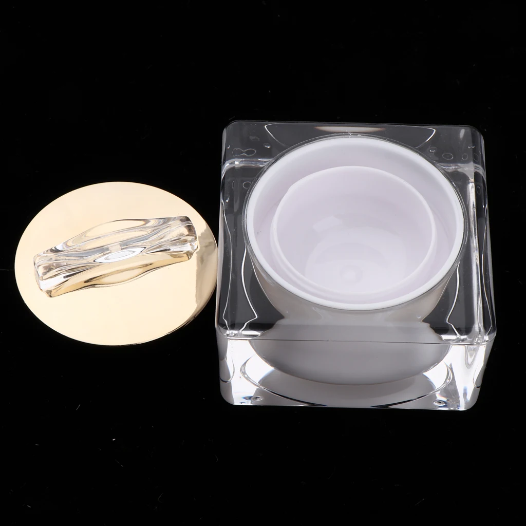 10/15/30 Gram High Grade Acrylic Cosmetic Bottle Makeup Jar Pot Face Eye Cream Container with white inner liners and golden lids