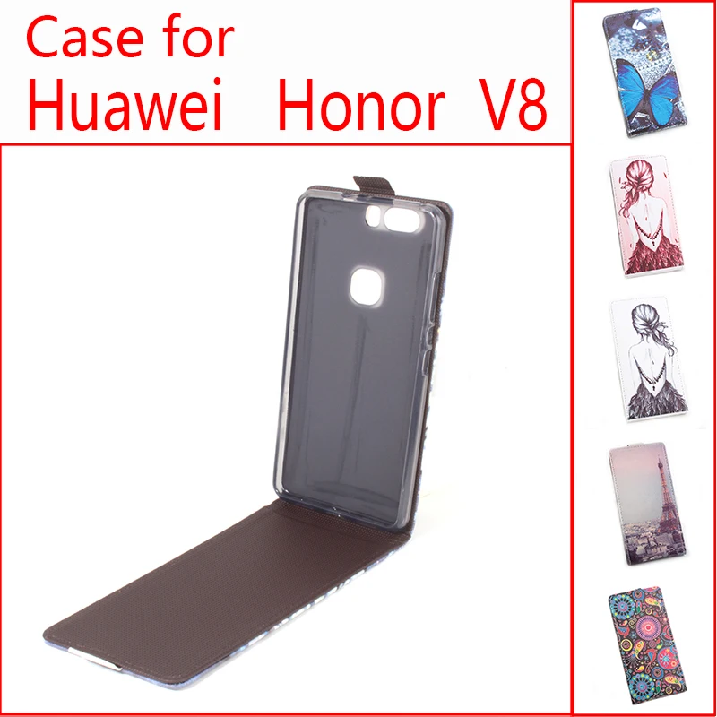 

High Quality Pattern Leather wallet flip for Huawei Honor V8 Leather Case Flip Cover Case Phone Cover Free Ship.