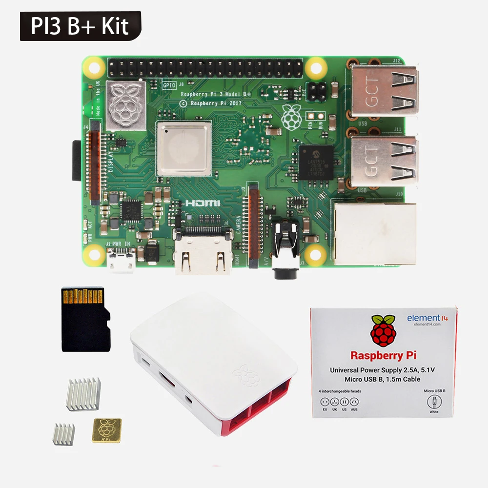 

Raspberry Pi 3 B+ (B Plus) Starter Kit ( 2.5A Power Supply , Official Case ,16GB SD Card , 3 Heatsinks )