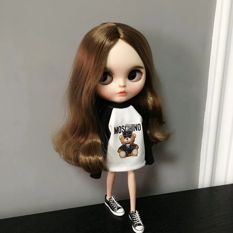 Модная черная белая одежда Blyth, футболка с длинными рукавами для OB24, Licca Pullip Blyth, одежда для 1/6, аксессуары для кукол