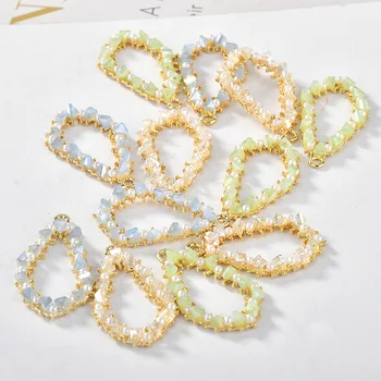 

Free Shipping 10pcs/Lot 30*17MM Jelly Crystal Rhinestone Paved Hollow Out Waterdrop Necklace Pendants DIY Jewelry Findings Charm