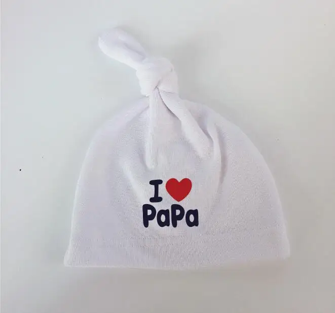 Фирменный Чепчик для сна для новорожденных, шапка с надписью «i love papa» для детей, шапка для девочек и мальчиков, хлопковая шапочка, шапочка для малышей