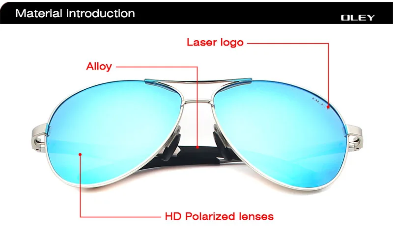 OLEY, мужские классические Поляризованные солнцезащитные очки пилота из алюминиево-магниевого сплава, цветные линзы polaroid, модные очки для вождения с антибликовым покрытием Y161