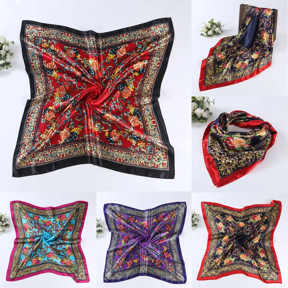 2019 # Fashion Women Lady Floral Printed Square Scarf Head Wrap Shawl |