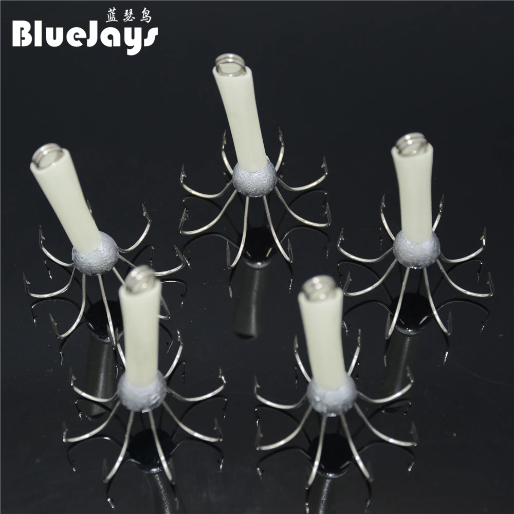 

BlueJays New 5pcs Sea Fishing Lure Luminous Squid Fake Lures Squid Hook Squid Jigs Fishing Tackle ocean Hooks free shipping