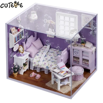 

Home Decor DIY Wooden House Miniatura Craft with Furniture Home Decoration Accessories Figurines Miniature Mini Garden Gift H