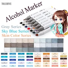 TOUCHFIVE маркеры тон кожи+ оттенки серого+ небесно-голубой серии двойной наконечник жирный спирт Маркеры Ручка для персонажа анимация Манга