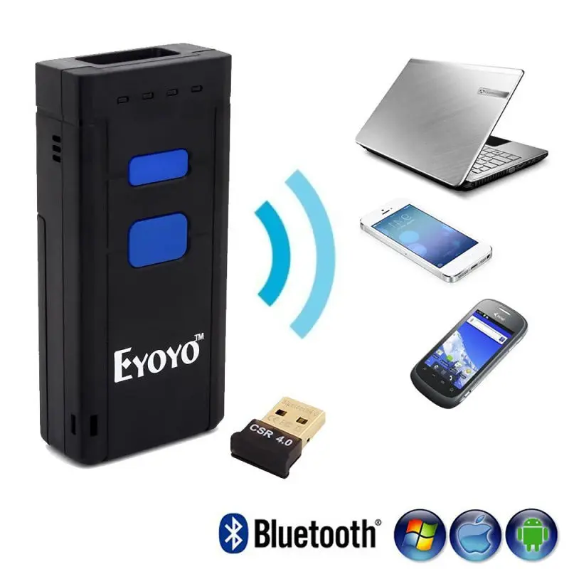 Free Shipping!Mini Bluetooth Barcode Scanner for IOS Android Mobile Phone Tablets Windows PC Portable Wireless CCD