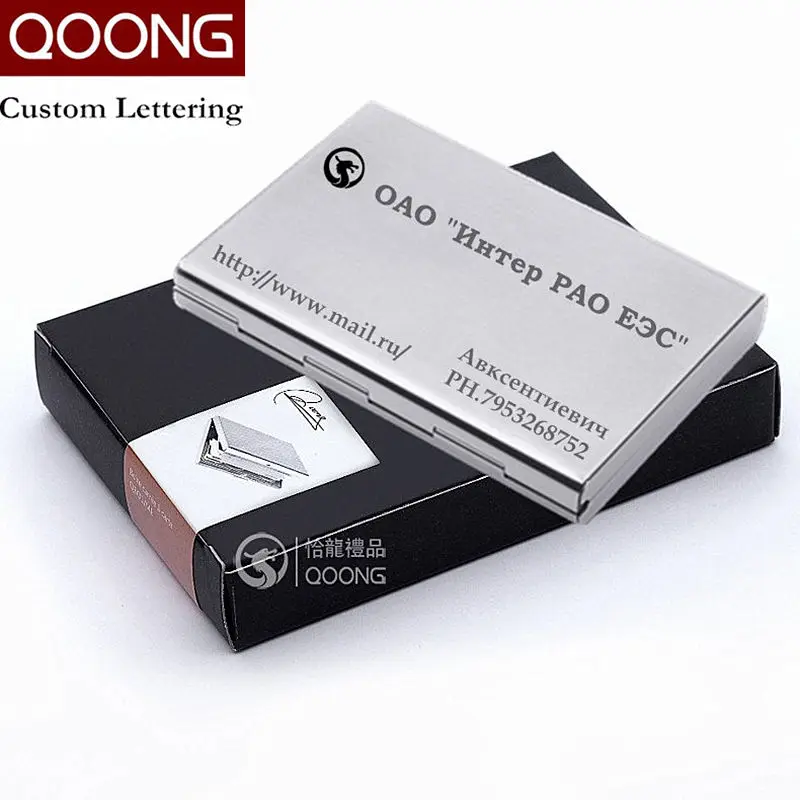 

QOONG Stainless Steel RFID Blocking ID Bank Card Case Protector Men Women Business Credit Card Holder Metal Travel Wallet