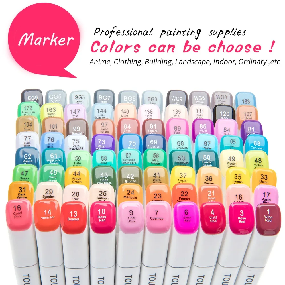 

TOUCHNEW 40Color Art Marker -Dual Tips Alcohol Marker for Artist Sketching Drawing Design Markers Pen Set Supplies
