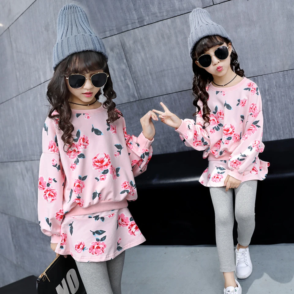 

Children Clothing 2018 Autumn Girls Clothes Floral T-shirt+Pants 2pcs Kids Clothes Girls Sports Suit For Girls Clothing Sets
