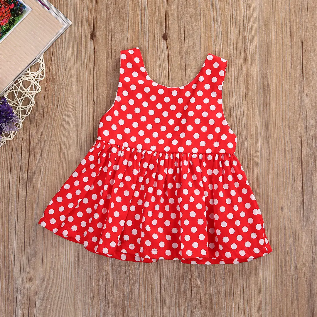 2019 летняя одежда для новорожденных девочек вечерние красные платья в горошек с