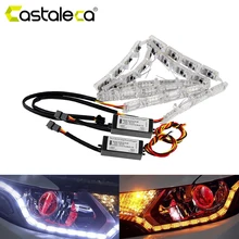 castaleca DRL LED Turn Signal light Car Flexible Switchback Daytime Running Light Sequential Flow Style Motorcycle car Styling