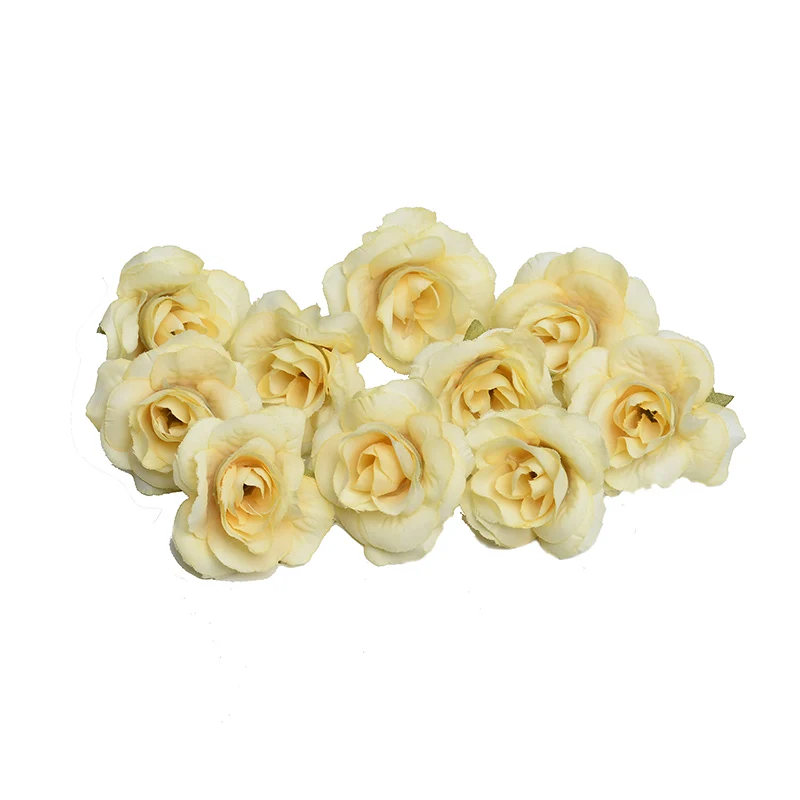10 шт. 4 см искусственный цветок из шелка бутон розы Свадебные украшения для дома DIY Скрапбукинг венок поддельные цветы - Цвет: Светло-желтый