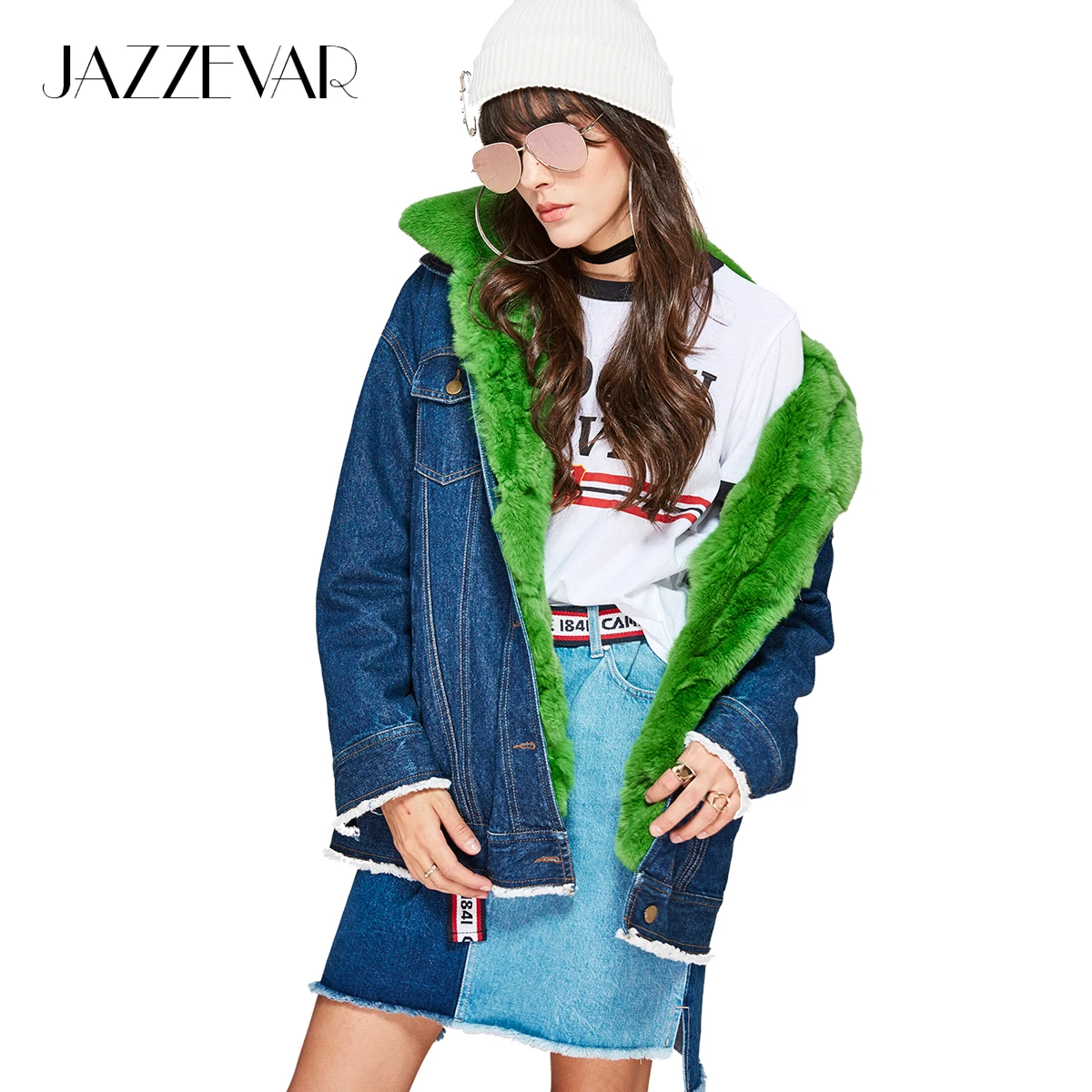 Jazzevar Fourrure Haute color Couture Amovible Doublure D'hiver color 3 other Femme Color Rue Lapin Surdimensionné Et Véritable En De Col 1 2 Jean Nouveau Veste FJTKul1c3