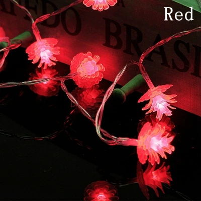 Светодиодный светильник-гирлянда из соснового конуса, Размеры s 2 M/5 M/10 M/20 M, Рождественская гирлянда на батарейках, декоративный светильник для праздника, свадебной вечеринки - Испускаемый цвет: Red