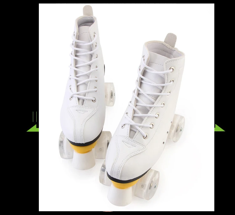 Белые Черные двухрядные коньки для взрослых четырехколесные роликовые коньки, ботинки для начинающих Скейтер обувь специальная