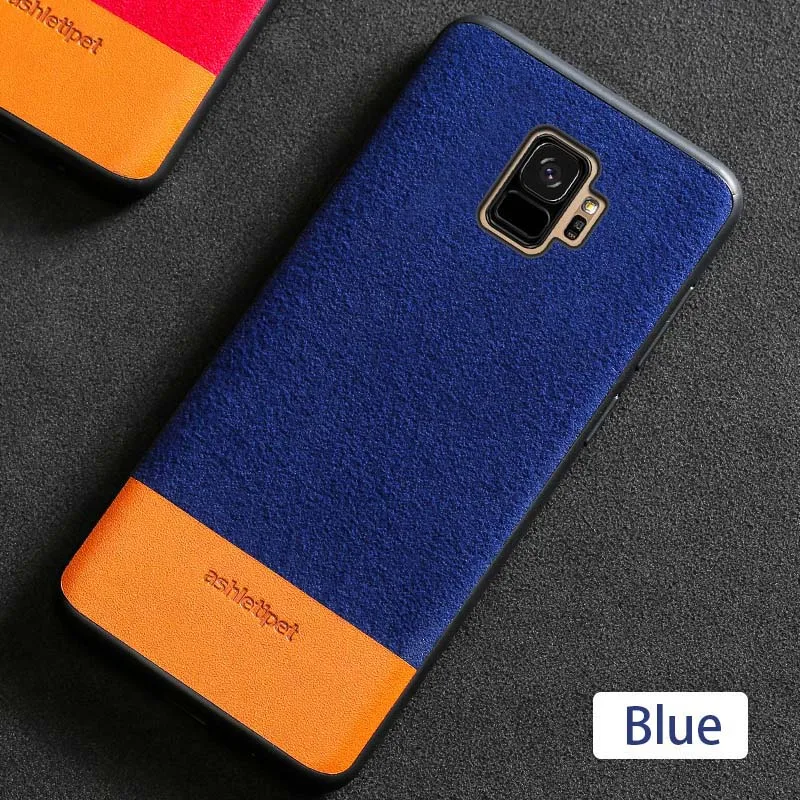 Натуральная кожа чехол для телефона для samsung Galaxy S10 S8 S9 плюс Чехол шить на заднюю панель для Note 9, 10 лет, A5 A70 A8 J5 J7 чехол - Цвет: Blue
