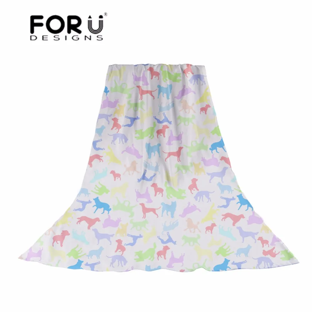 

FORUDESIGNS Colorful Cartoon Animal Puppy Print Women Scarf Lady Brand Slik Scarves for Females Kawaii Pattern Long Beach Shawl
