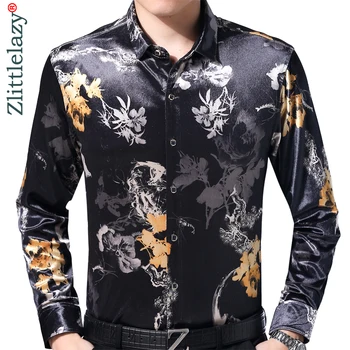 

2019 social long sleeve floral designer shirts men slim fit vintage fashions men's hawaiian shirt man dress casual jersey 35052
