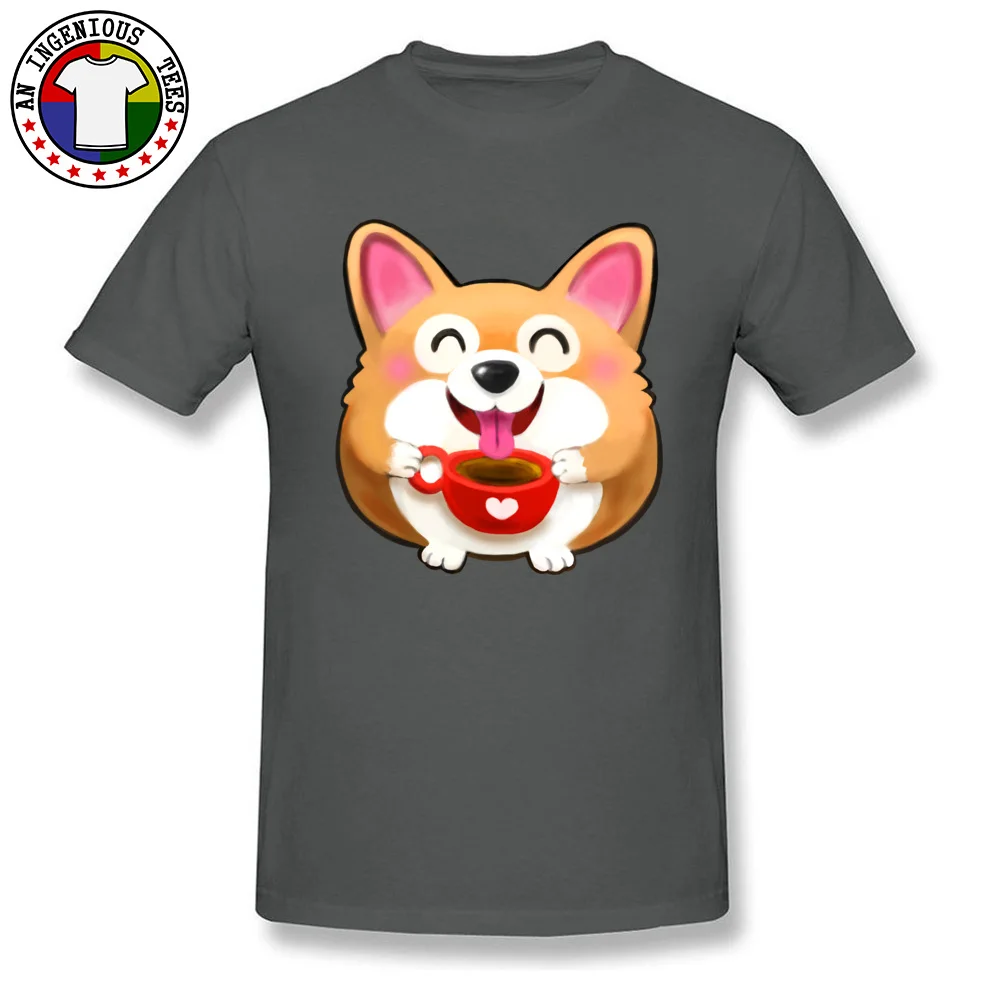 Tees Corgi Love NEW YEAR DAY Coupons Summer Short Sleeve 100% Cotton Round Collar Men T Shirt Summer Tee-Shirts Corgi Love carbon