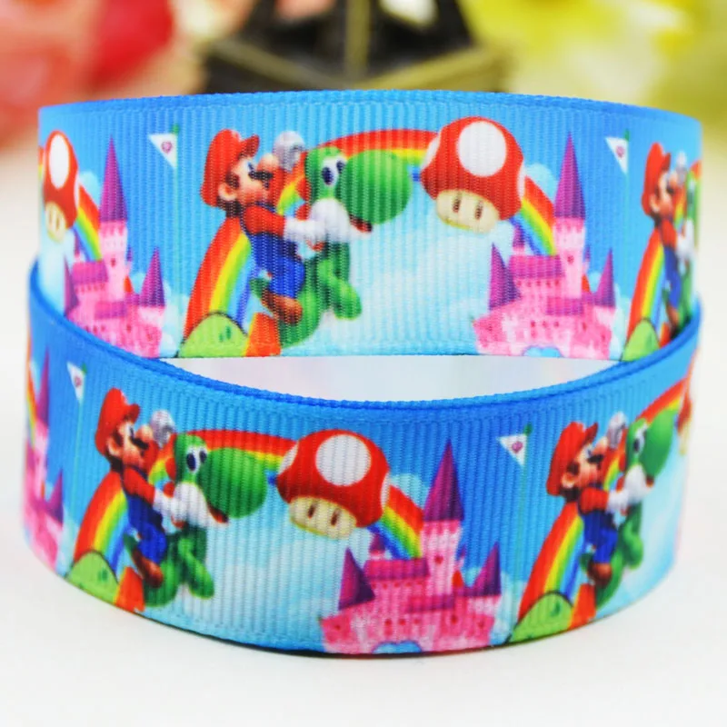 

7/8'' (22mm) Super Mario Bros Character printed Grosgrain Ribbon party decoration satin ribbons X-02099 OEM 10 Yards