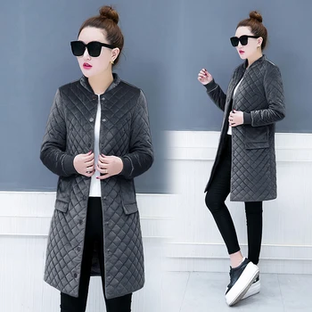 

Women Winter jacket Medium length Warm Gold velvet cotton clothes coat Korea Large size Women Thin Elegant Slim Parkas jacket