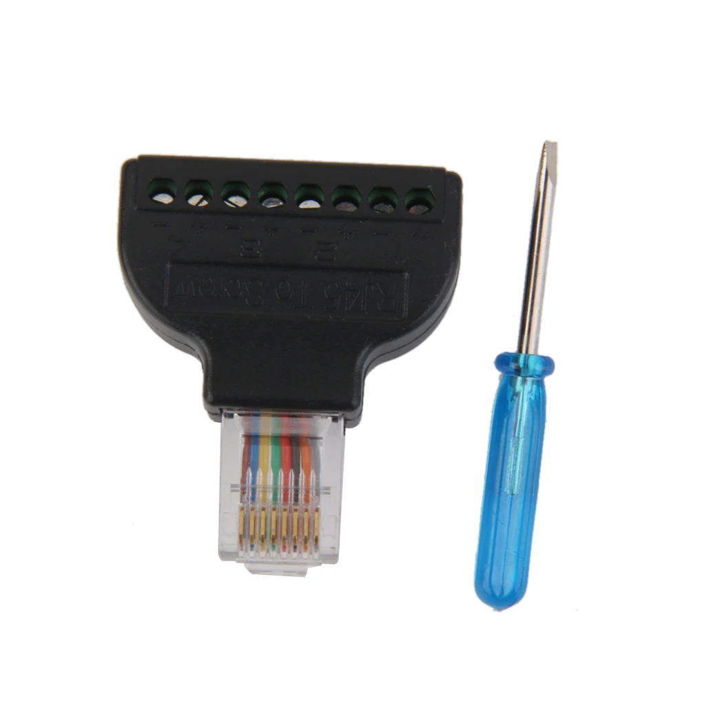 RJ45 Male Plug to AV 8 Pin Screw Terminal Adapter Block ADAPTER Converter Block Plug for CCTV Camera Accessory