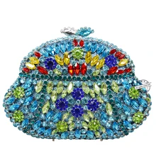 Изысканный кристаллы вечерняя сумочка; BS010 Стразы застежкой клапаном Для женщин зеленый клатч сумки дамские сумочки, украшенные багетками Кошелек вечерние Q48