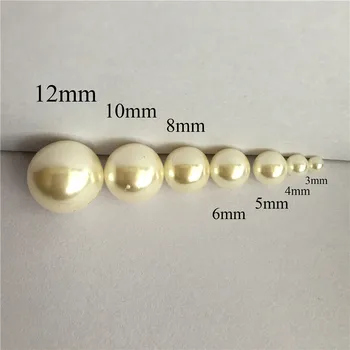 

100g/bag diy beige color round-brilliant-shape simulated pearl beads without hole no holes 12mm 10mm 8mm 6mm 5mm 4mm 3mm