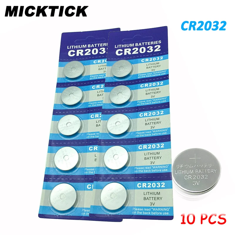 

10pcs 2 card CR2032 3V Cell Coin Button Battery lithium Li-ion DL2032 ECR2032 SB-T15 batteries Watches clocks toys calculators