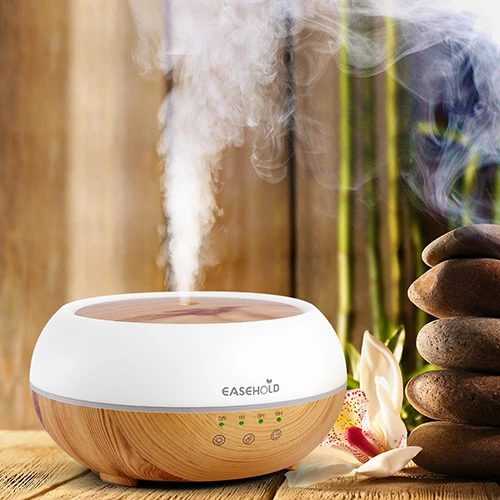 

EaseHold Clearance 300ML Wood Grain Aroma Essential Oil Diffuser Cool Mist Ultrasonic Humidifier Air Purify 7 Colors Changing