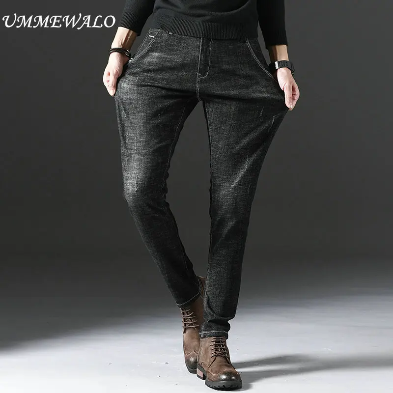 UMMEWALO Stretch Skinny Jeans Men Casual Black Denim Jeans Mens Slim Fit Cotton Quality Jeans Pants Trousers C684