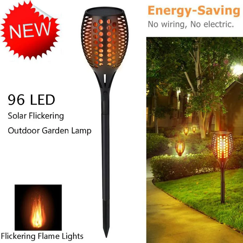 Solar Path Torch Light Flame Lighting 96 LED Flickering Outdoor