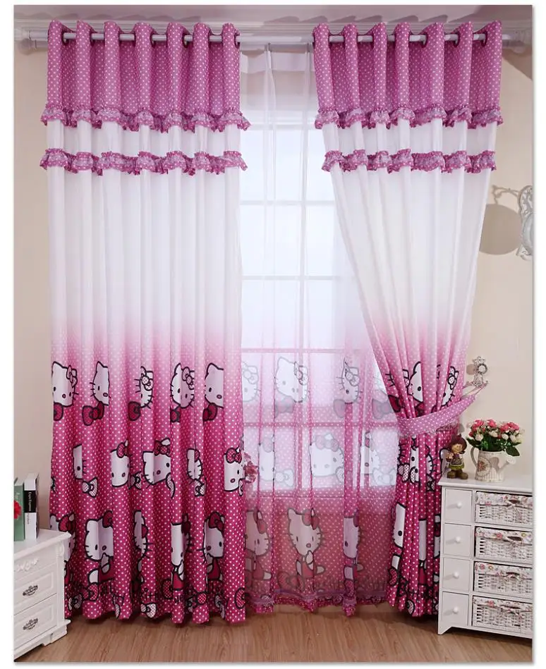 Real Blackout Curtains Home Decoration Curtain Hello Kitty Children's