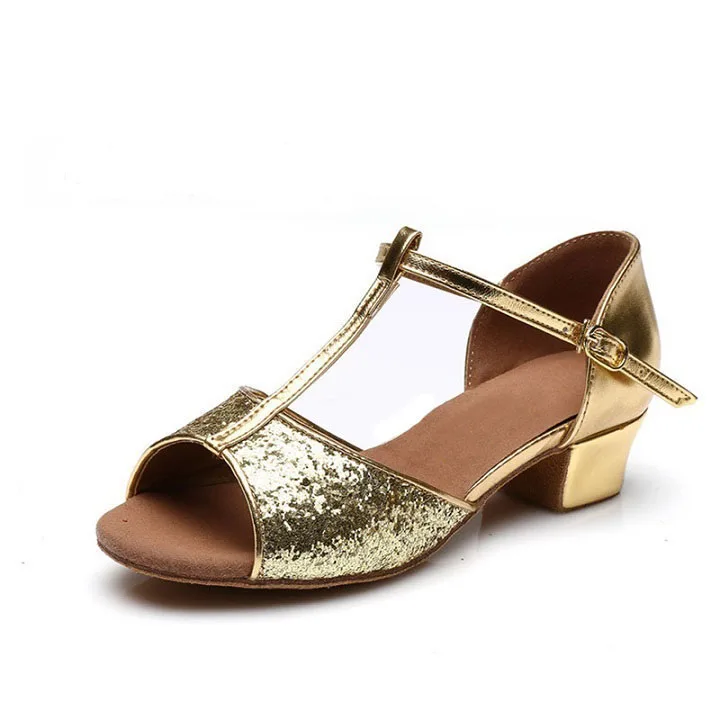 

Low price women's brand the fish mouth type sequins Ballroom shoes soft bottom Latin dance shoes for girls in summer