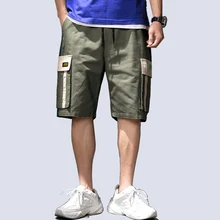 Мужские хлопковые шорты Карго, уличная одежда, хип-хоп, мужские повседневные шорты с множеством карманов, мешковатые, высокое качество, мужские летние шорты A936