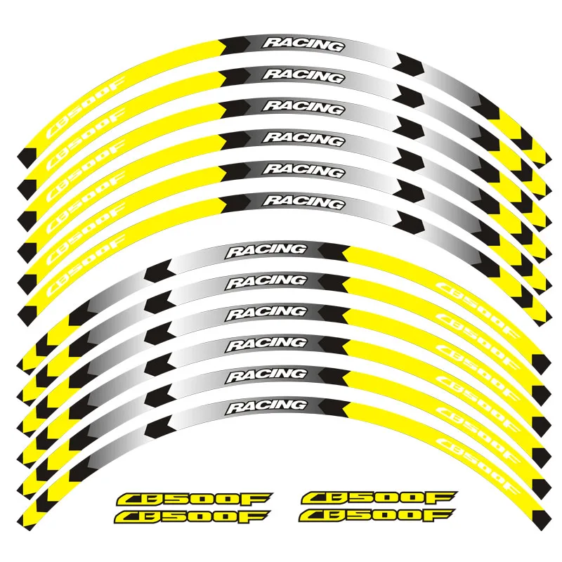Горячая мотоциклетный обод колесная наклейка аксессуар светоотражающий водонепроницаемый стикер для Honda CB500F CB500X - Цвет: CB500F B YELLOW
