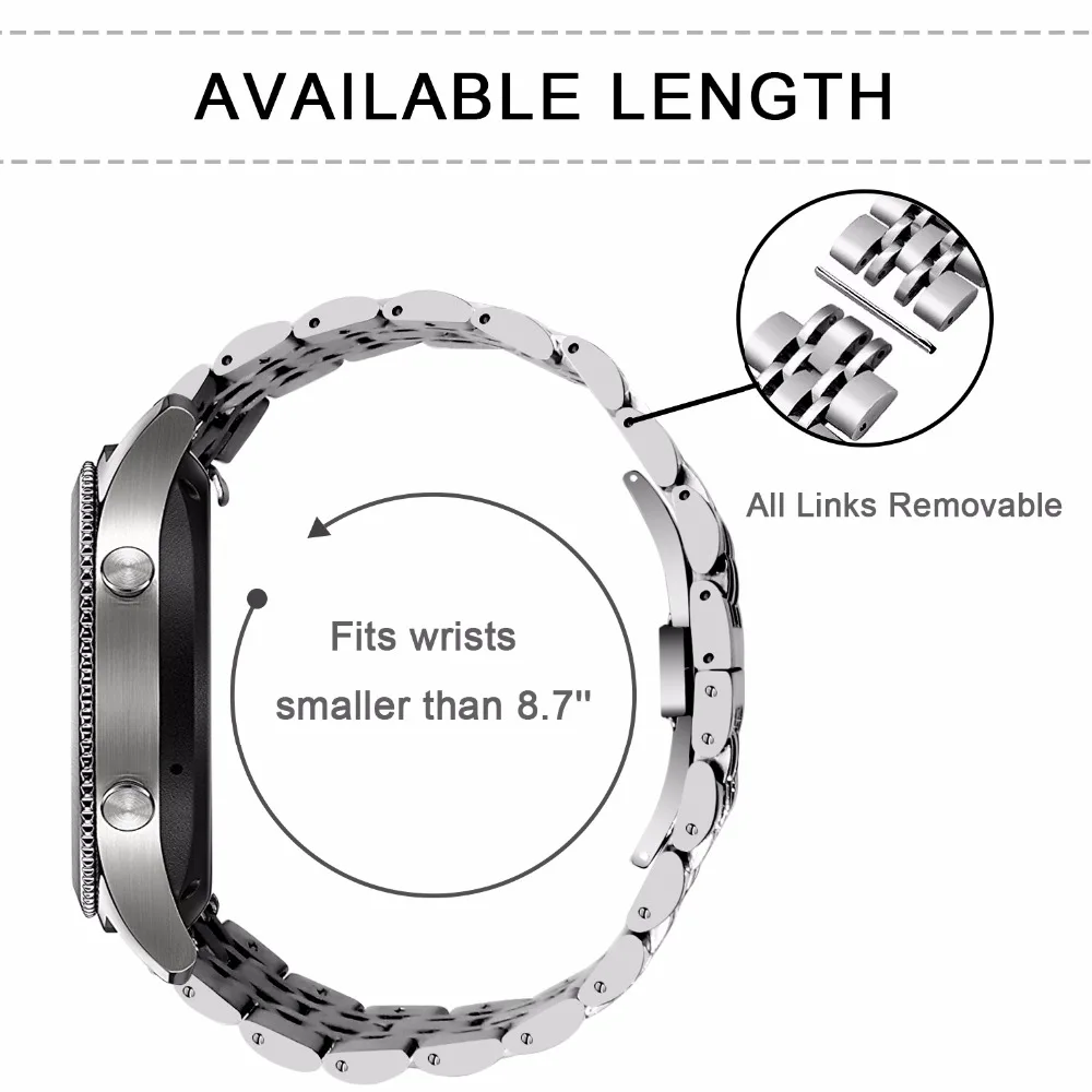 Ремешок для часов из нержавеющей стали 316L+ металлический зажим для samsung Galaxy Watch 46 мм SM-R800 gear S3 сменный ремешок на запястье