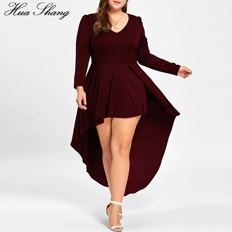 

5xl Plus Size Dress Party Women Summer V Neck Long Sleeve High Waist Irregular Long Dress Elegant High Low Party Dresses