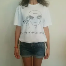 New Women Tshirt 18 Style Smoking Alien Print Funny Casual ET T-shirt For Lady White Plus Size Top Tees Hipster WMT111