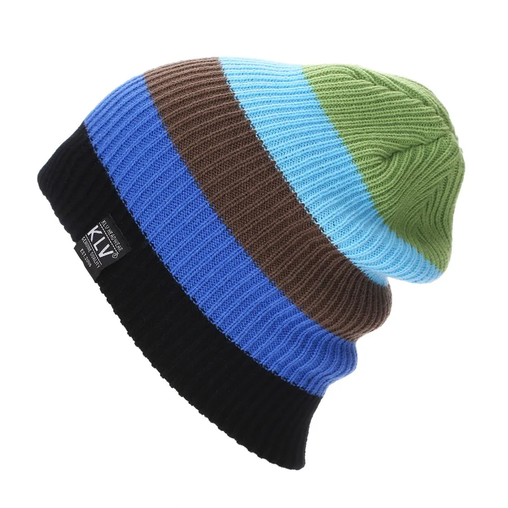 

2016 KLV Brand Bonnet Beanies Knitted Winter Caps Skullies Winter Hats For Women Outdoor Ski Sports rainbow Beanie Gorras