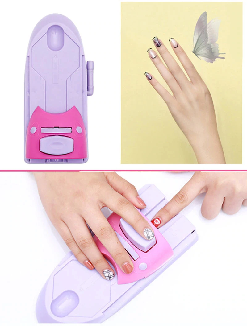 DIY Nail Art Печать простая печать шаблон штамп для дизайна ногтей машина штамп набор инструментов для маникюра принтер 6 металлических узоров