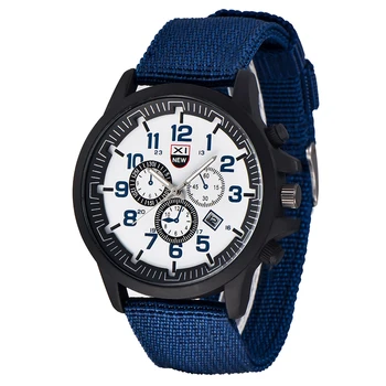 

XINEW Brand Watches Mens Nylon Strap Date Calendar Sports Quartz Wrist Watch Relogio Masculino Esportivo Original Clock Male